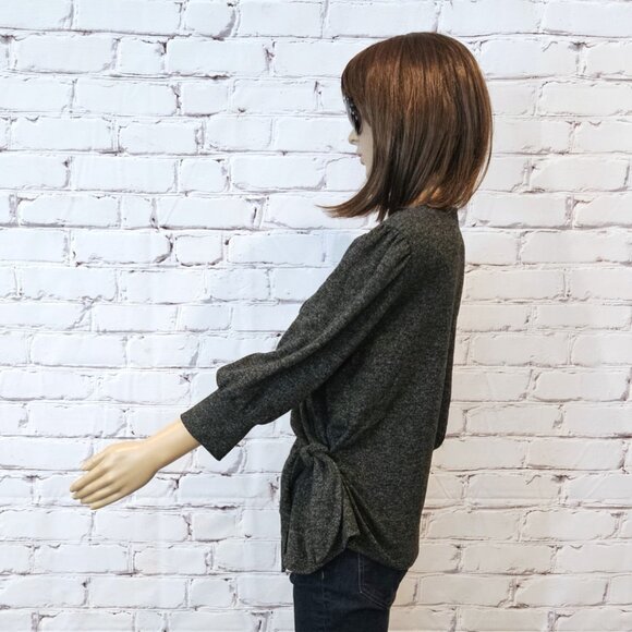 ADRIENNE VITTADINI - Pullover gray wrap sweater with front sequin detail - Picture 8 of 9